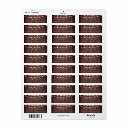 Rustic Wood String Lights Holiday Etiket (Full Sheet)