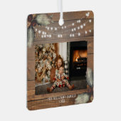 Rustic Wood String Lights Kerstmis Metalen Ornament (Voorkant Rechts)