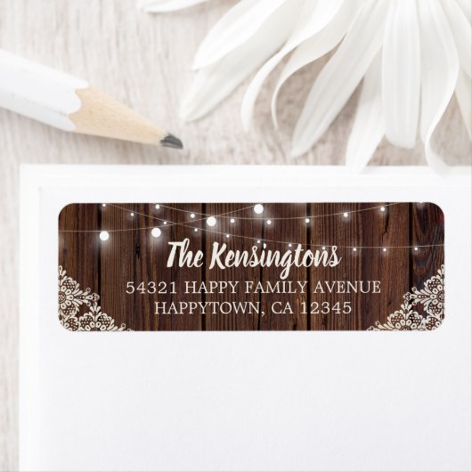 Rustic Wood String Lights Lace Etiket (Insitu)