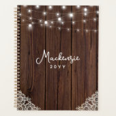 Rustic Wood String Lights Lace Personalized Planner (Voorkant)