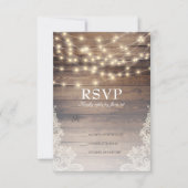 Rustic Wood & String Lights | Lace RSVP (Voorkant)