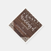 Rustic Wood String Lights Lace Wedding Napkins Servet (Hoek)