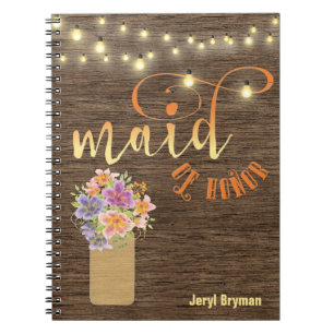 Rustic Wood String Lights "Maid-of-Honor" Notitieboek