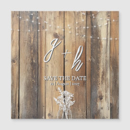 Rustic Wood String Lights Mason Jar Save the Dates