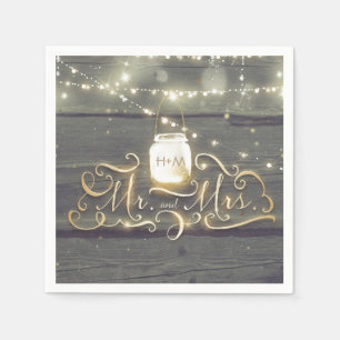 Rustic Wood String Lights Mason Jar Wedding Servetten