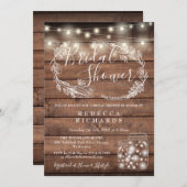 Rustic Wood String Lights Mason Jars Vrijgezellenf Kaart (Voorkant / Achterkant)