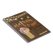 Rustic Wood String Lights "Matron-of-Honor" Notitieboek (Rechterzijde)