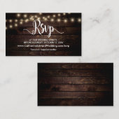 Rustic Wood, String Lights, online RSVP-website Informatiekaartje (Voorkant / Achterkant)
