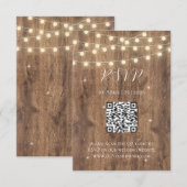 Rustic Wood & String Lights RSVP Kaart | Schuur (Voorkant / Achterkant)