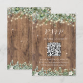 Rustic Wood & String Lights RSVP Kaart | Schuur (Voorkant / Achterkant)
