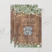Rustic Wood & String Lights RSVP-kaart | Schuur Informatiekaartje (Voorkant / Achterkant)