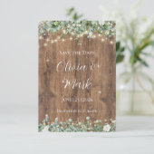 Rustic Wood & String Lights Save the Date | Schuur Informatiekaartje (Staand voorkant)