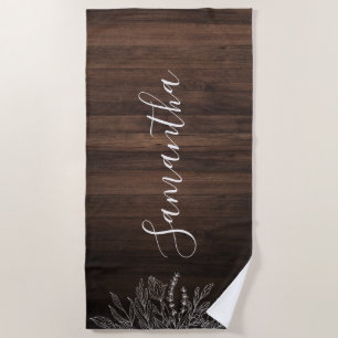 Rustic Wood String Lights Script gepersonaliseerd Strandlaken