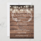 Rustic Wood String Lights Script Quinceañera 15th Kaart (Voorkant)