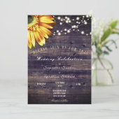 Rustic Wood String Lights Sunflower Wedding Budget Kaart (Staand voorkant)