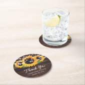 Rustic Wood String Lights Sunflower Wedding Ronde Kartonnen Onderzetter (Insitu)