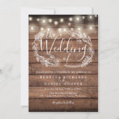 Rustic Wood String Lights Weddenschap Kaart (Voorkant)
