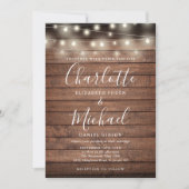 Rustic Wood String Lights Weddenschap Kaart (Voorkant)