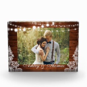 Rustic Wood String Lights Wedding Fotoblokken