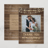 Rustic Wood String Lights Wedding Hartelijk dank Bedankkaart (Voorkant / Achterkant)