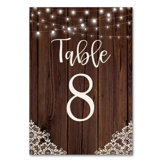 Rustic Wood String Lights Wedding Kaart (Voorkant)