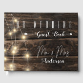 Rustic Wood String Lights Wedding Keepsake geheuge Gastenboek (Voorkant)