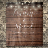 Rustic Wood String Lights Wedding Photo Backdrop Wandkleed