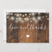 Rustic Wood String Lights Wedding Photo Bedankkaart (Voorkant)