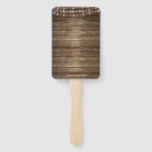 Rustic Wood String Lights Wedding Programme Handwaaier (Achterkant)