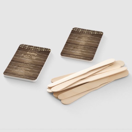 Rustic Wood String Lights Wedding Programme Handwaaier (Niet-gemonteerd)