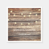 Rustic Wood String Lights Wedding Servet (Voorkant)