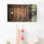 Rustic Wood String Lights Wedding Welcome  Spandoek (Insitu)