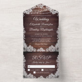 Rustic Wood String Lights White Lace All In One Uitnodiging (Binnen)
