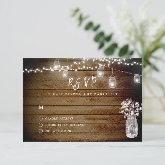 Rustic Wood String Lights Wood Mason RSVP (Staand voorkant)
