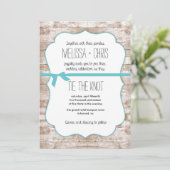 Rustic Wood Stropdas The Knot Wedding Invitation Kaart (Staand voorkant)