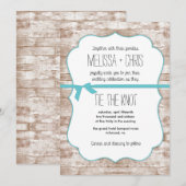 Rustic Wood Stropdas The Knot Wedding Invitation Kaart (Voorkant / Achterkant)