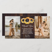 Rustic Wood Sunflower 2 Bedankkaart (Voorkant / Achterkant)