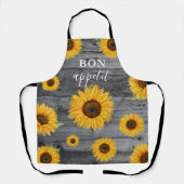 Rustic Wood Sunflower Bon Appetit Chef Schort (Voorkant)
