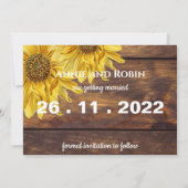 Rustic Wood Sunflower Bright Yellow Wedding Save The Date (Achterkant)