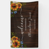 Rustic Wood Sunflower Country Wedding Banner (Verticaal)