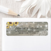 Rustic Wood Sunflower Elegant Lace Wedding Address Etiket (Insitu)