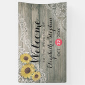 Rustic Wood Sunflower Elegant Lace Wedding Banner (Verticaal)