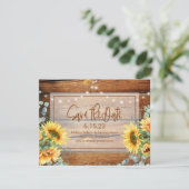 Rustic Wood Sunflower Foto Save the Date (Staand voorkant)