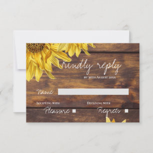 Rustic Wood Sunflower Herfst Country Wedding RSVP Kaartje