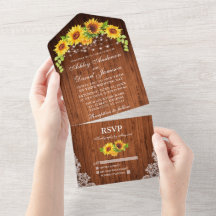 Rustic Wood Sunflower Lace Light Wedding