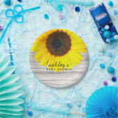 Rustic Wood Sunflower Papieren Bordje (Feest)