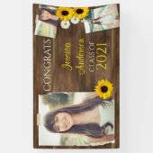 Rustic Wood Sunflower Photo Template Afstuderen Spandoek (Verticaal)