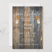 Rustic Wood Sunflower Save the Date Fall Wedding N Kaart (Voorkant)