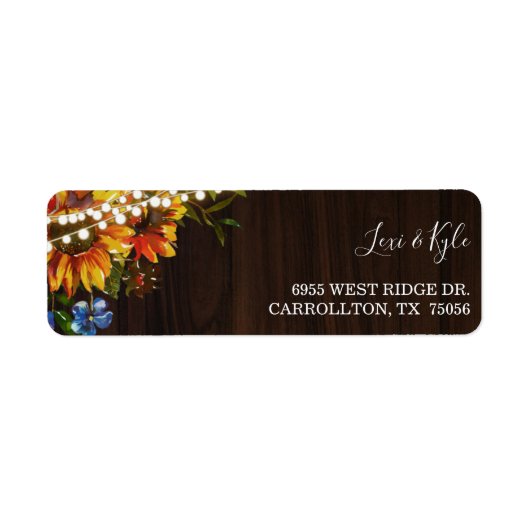 Rustic Wood Sunflower String Lights Etiket (Voorkant)