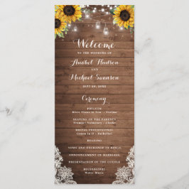 Rustic Wood Sunflower String Lights Lace Mason Jar Programma